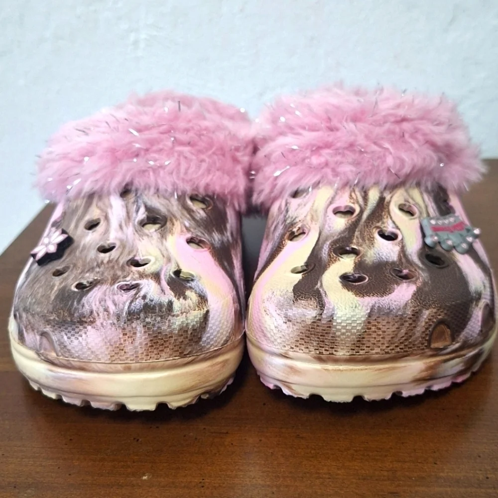 Skeckers Cali Gear Girl Pink Sparkley Slippers Glogs Size 1 New